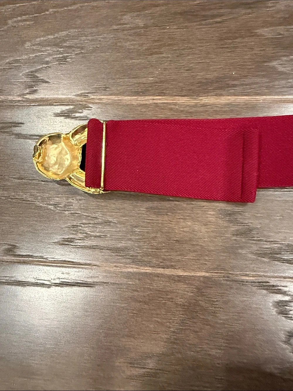 Vintage Retro Red Elastic Wide Waist Belt Textured Gold Interlock Buckle